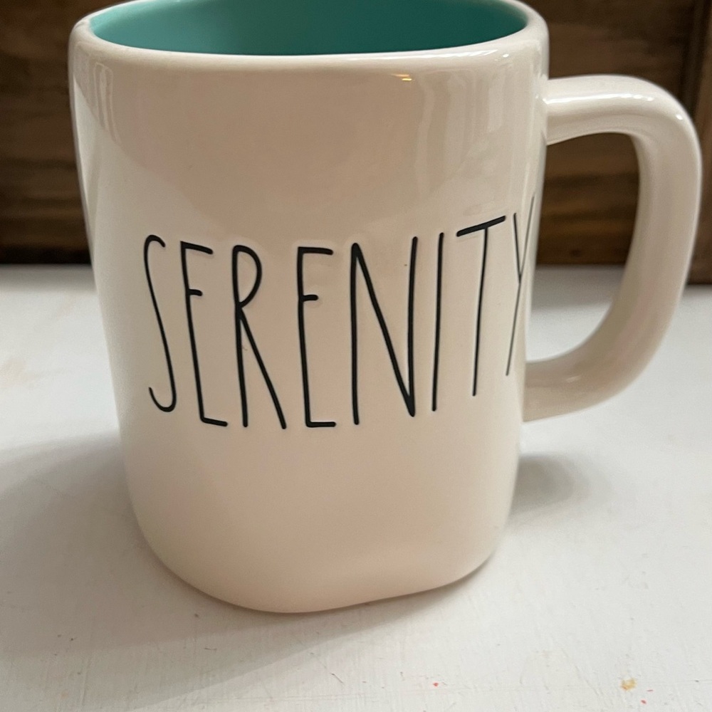 Rae Dunn Serenity Mug - White and Teal